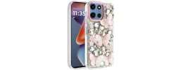 For Moto G 5G 2025/2026 - G Play 2026 - Muti-Color Floral Bling Stones Ornaments Case - Pink