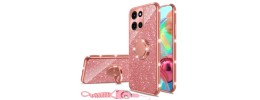 For Moto G 5G 2025/2026 - G Play 2026 - Transparent Glitter Rotaional Magnetic Ring Stand HQ Hybrid - Clear