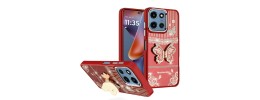 For Moto G Power 2026/2025 Epoxy Glitter Shimmer Hybrid Case - Red