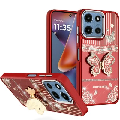 For Moto G Power 2026/2025 Epoxy Glitter Shimmer Hybrid Case - Red