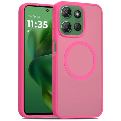 For Moto G Power 2026/2025 [Magnetic Circle] Smooth Safe Matte Feel Hybrid Case - Hot Pink