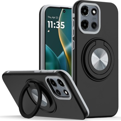 For Moto G Power 2026/2025 Metal Diamond CD Pattern Design Matte Finished Hybrid with Rotational Ring [Car Mount Friendly] Case - Floral D