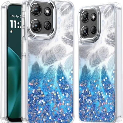 For Moto G Stylus 5G 2025 Epoxy Glitter Shimmer [Magnetic Circle] Hybrid Case - Dark Blue