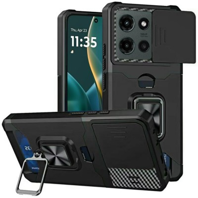 For Moto G Stylus 5G 2025 Magnetic Matching Ring Stand Full Rotation Matte Hybrid - Black