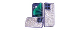 For Moto G Stylus 5G 2026/2025 Butterfly Moveable Grip Stand With Small Diamonds Meta Buttons HQ Hybrid - Pink