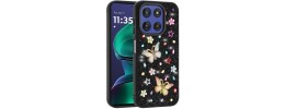 For Moto G Stylus 5G 2026/2025 Butterfly Ornaments Diamond Bling Glitter Hybrid Case - Black