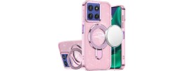 For Moto G Stylus 5G 2026/2025 Cute Butterfly Ornaments Diamonds Shimmer Matching Metallic HQ Hybrid - Pink
