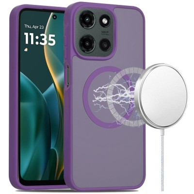 For Moto G Stylus 5G 2026/2025 [Magnetic Circle] Smooth Safe Matte Feel Hybrid Case - Dark Purple