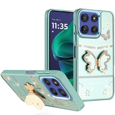 For Moto G Stylus 5G 2026/2025 Pearls Epoxy Glitter Ornaments Design Chrome Edged Case - 10