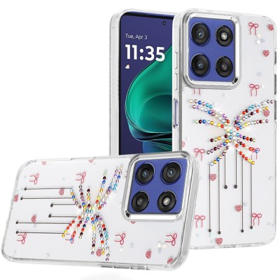 For Moto G Stylus 5G 2026/2025 Pearls Epoxy Glitter Ornaments Design Chrome Edged Case - 7