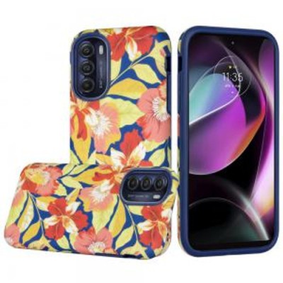For Moto G 5G 2022 Bliss Floral Solid Design Hybrid Cover Case - Floral A