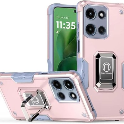For Motorola Moto G Power 5G 2025 OPTIMUM Magnetic Ring  Stand Hybrid Case Cover - Rose Gold