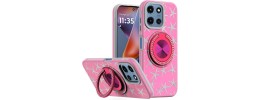 For Motorola Moto G 5G 2025 Metal Diamond CD Pattern Design  Matte Finished Hybrid with Rotational Ring [Car Mount Friendly]  Case - 1