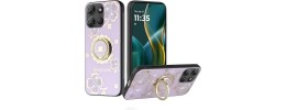 For Motorola Edge 2025 SPLENDID Diamond Glitter Ornaments  Engraving Case Cover - Good Luck Floral Purple