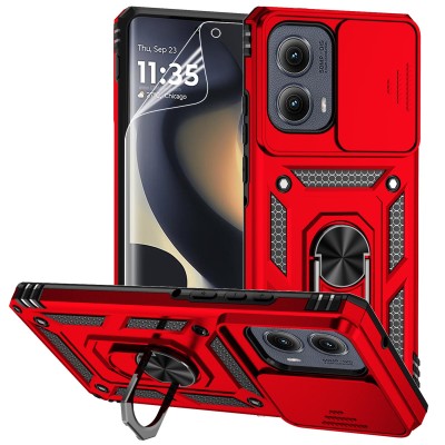 For Motorola Edge 2024 Well Protective Magentic Ring Stand  Camera Protective - Red