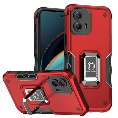 For Motorola Edge 2025 CHIEF Oil Painted Magnetic Ring Stand  Hybrid Case Cover - Red