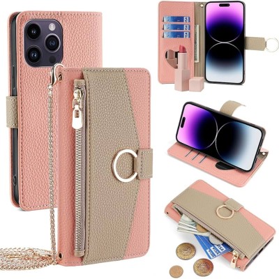 For Motorola Edge 2025 Luxury Wallet Card ID Zipper Money Holder Case Cover - Rose Gold