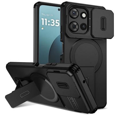 For Motorola Edge 2025 [Magnetic Circle] Smooth Safe Matte Feel Hybrid Case - Black