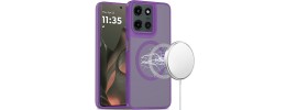 For Motorola Edge 2025 [Magnetic Circle] Smooth Safe Matte Feel Hybrid Case - Dark Purple