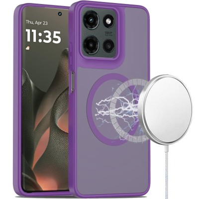 For Motorola Edge 2025 [Magnetic Circle] Smooth Safe Matte Feel Hybrid Case - Dark Purple