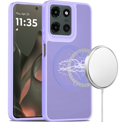 For Motorola Edge 2025 [Magnetic Circle] Smooth Safe Matte Feel Hybrid Case - Light Purple