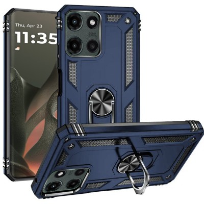 For Motorola Edge 2025 Metal Diamond CD Pattern Design Matte Finished Hybrid with Rotational Ring [Car Mount Friendly] Case - Hearts