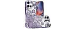 For Motorola Edge 2025 Shimmer Glitter Floral Design Thick TPU Case Cover - Purple
