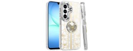 For Motorola Edge 2025 Splendid Floral Designs with Metal Camera and Buttons with Butterfly Ring Stand Hybrid Case - White