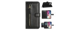 For Motorola G POWER 5G (2023) Premium Wallet MultiCard Holder Money Zipper With Magnetic Flap - Black