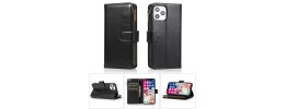 For Motorola G POWER 5G (2023) Luxury Wallet Card ID Zipper Money Holder Case Cover - Black
