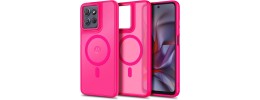 For Motorola Moto G 5G 2025 [Magnetic Circle] Smooth Safe Matte Feel Hybrid Case - Hot Pink