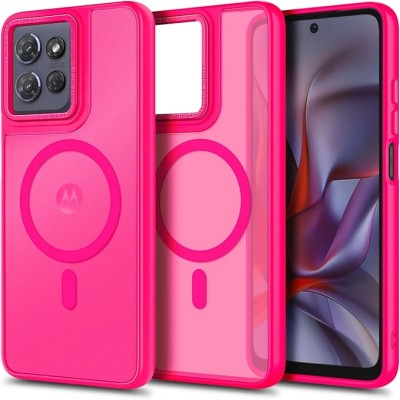 For Motorola Moto G 5G 2025 [Magnetic Circle] Smooth Safe Matte Feel Hybrid Case - Hot Pink
