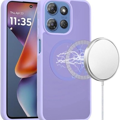For Motorola Moto G 5G 2025 [Magnetic Circle] Smooth Safe Matte Feel Hybrid Case - Light Purple