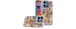 For Motorola Moto G 5G 2025 Muti-Color Floral Bling Stones Ornaments Case - Orange