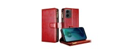 For Motorola Moto G 5G (2024) Luxury Wallet Card ID Zipper Money Holder - Red