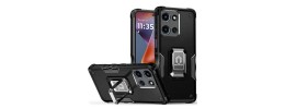 For Motorola Moto G 5G 2025 Matte Finish Simplified Magnetic Ring With Stand Hybrid Case - Black