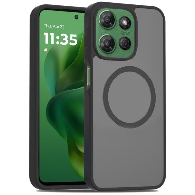 For Motorola Moto G 5G 2025 Matte Finish Simplified Magnetic Ring With Stand Hybrid Case - Gray