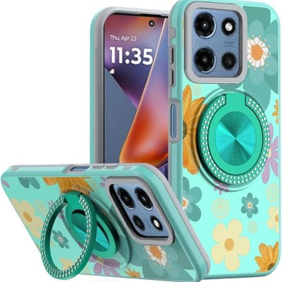 For Motorola Moto G 5G 2025 Metal Diamond CD Pattern Design Matte Finished Hybrid with Rotational Ring [Car Mount Friendly] Case - 2