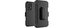 For Motorola Moto G Stylus 5G 2024 CARD Holster with Kickstand Clip Hybrid Case Cover - Black