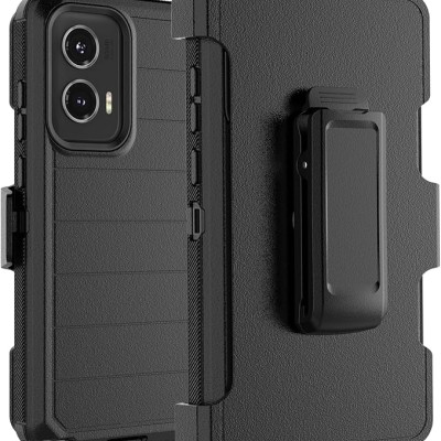 For Motorola Moto G Stylus 5G 2024 CARD Holster with Kickstand Clip Hybrid Case Cover - Black