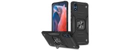 For Motorola Moto G Play 2024 Robust Magnetic Kickstand Hybrid Case Cover - Black