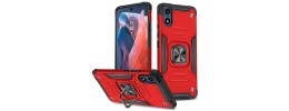 For Motorola Moto G Play 2024 Robust Magnetic Kickstand Hybrid Case Cover - Red