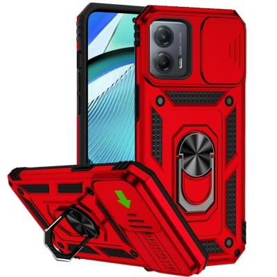 For Motorola Moto G Play 2024 Well Protective Magentic Ring Stand Camera Protective Cover Case - Red