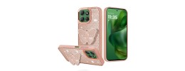 For Motorola Moto G Power 5G 2025 Butterfly Moveable Grip Stand  With Small Diamonds Meta Buttons HQ Hybrid - Pink