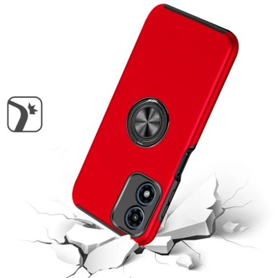 For Motorola Moto G Play 2024 CHIEF Oil Painted Magnetic Ring Stand Hybrid Case Cover - Red