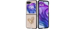For Motorola Razr 2024 SPLENDID Diamond Glitter Ornaments Engraving Case Cover - Good Luck Floral Gold