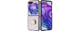 For Motorola Razr 2024 SPLENDID Diamond Glitter Ornaments Engraving Case Cover - Good Luck Floral Purple
