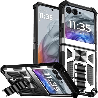 For Motorola Razr 2025 2024 Machine Design Hybrid with Kickstand - Silver