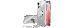 For Motorola Moto G Play 2024 CHIEF Oil Painted Magnetic Ring Stand Hybrid Case Cover - Silver