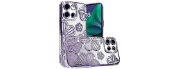 For Motorola Moto G Stylus 5G (2025) Shimmer Glitter Floral Design Thick TPU Case Cover - Purple